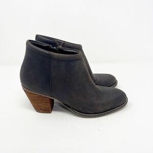 Cole Haan Booties Leather Brown Side Zip Block Heel Womens Size 7.5